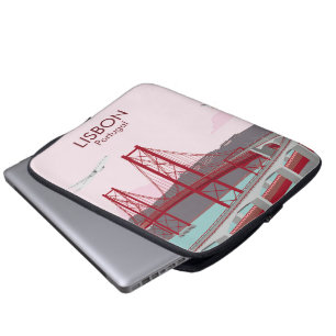 Capa Para Notebook Ponte de Lisboa sobre o rio Tagus no estilo da saf