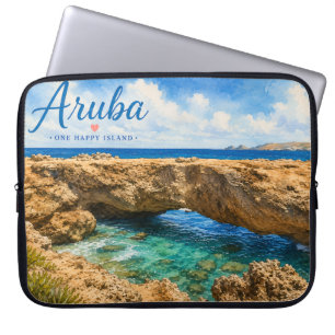 Capa Para Notebook Ponte Natural de Aruba formação rochosa Caribe