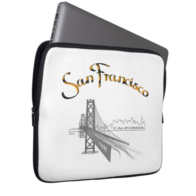 Capa Para Notebook Ponte San Francisco Dourada Gráfico Preto (Frente Esquerda)