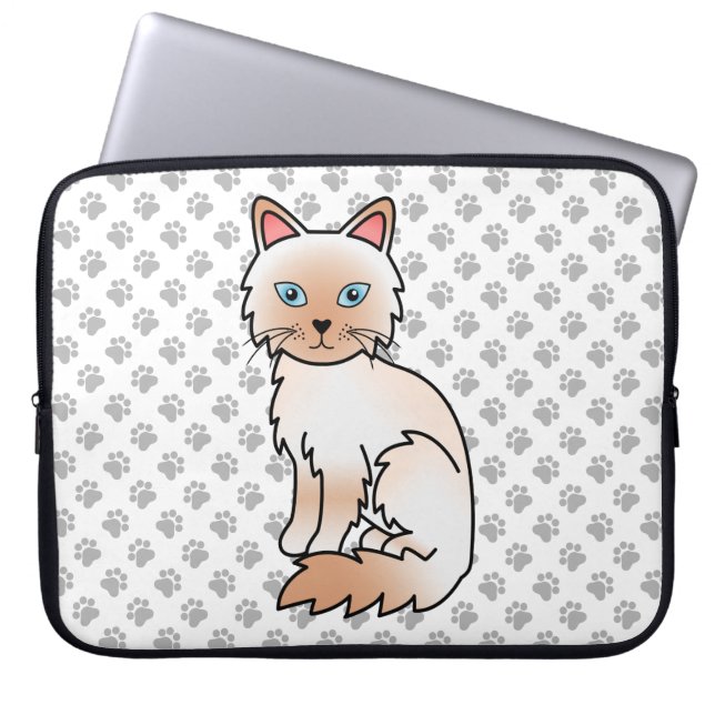Capa Para Notebook Ponto Vermelho Birman / Ragdoll Gato Fofo & Patas (Frente)
