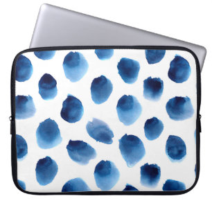 Capa Para Notebook Pontos Azuis De Aquarela: Pintados À Mão Sem Costu