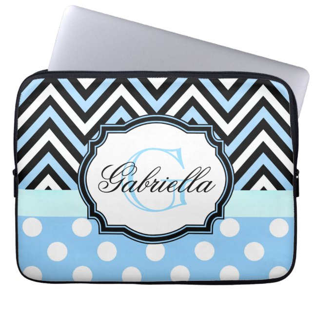 Capa Para Notebook Pontos azuis e faixas (Frente)