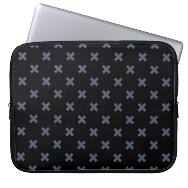 Capa Para Notebook Pontos crus de cinza azul sobre preto (Frente)