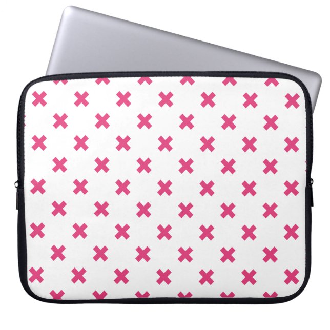 Capa Para Notebook Pontos cruzados de Fuchsia em branco (Frente)