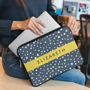 Capa Para Notebook Pontos Dalmáticos Azuis marinhos, Pontos, Pontos,