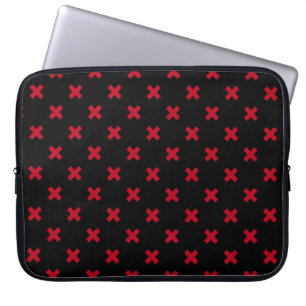 Capa Para Notebook Pontos de cruz vermelhos em preto