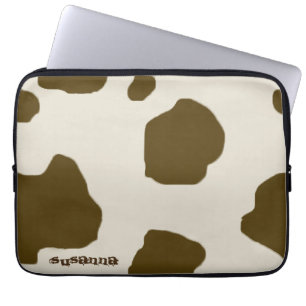 Capa Para Notebook Pontos de Vaca Castanhos com Nome