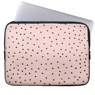 Capa Para Notebook Pontos pretos modernos rosa aquarela fofa