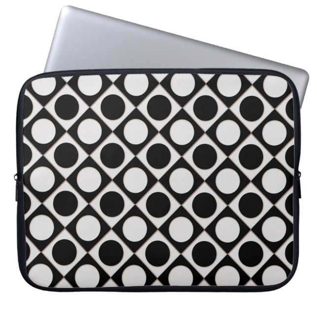 Capa Para Notebook Pontos & quadrados / branco preto + suas ideias (Frente)