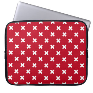 Capa Para Notebook Pontos transversais brancos no vermelho