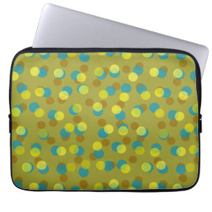 Capa Para Notebook pontos verdes, azul-marinho, amarelos e marrons