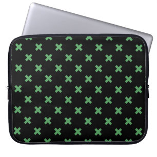 Capa Para Notebook Pontos verdes cruzados em preto