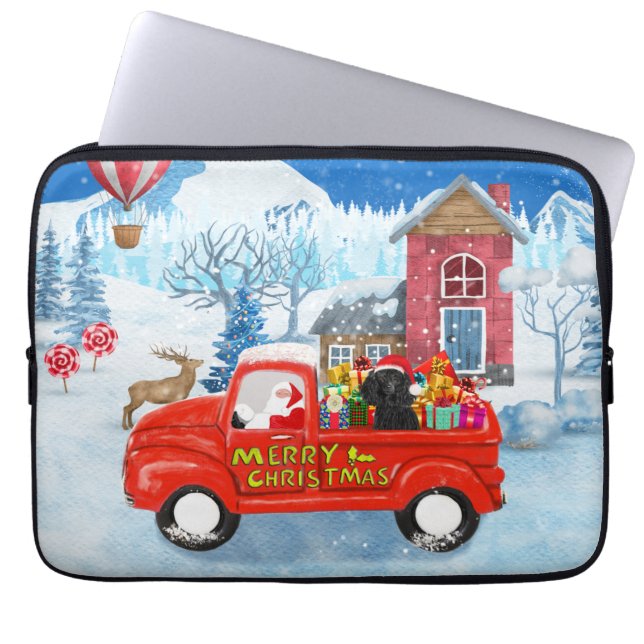 Capa Para Notebook Poodle Dog Christmas Delivery Snow (Frente)