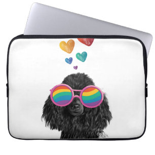 Capa Para Notebook Poodle Dog com Dia de os namorados de Coração