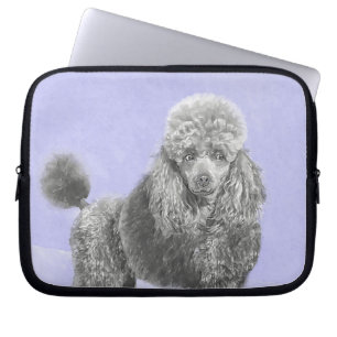 Capa Para Notebook Poodle Miniature Toy Silver Cinza Blue Dog Art