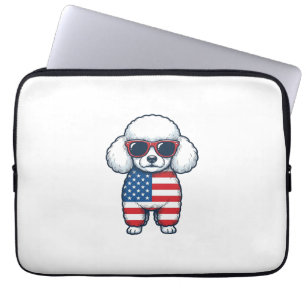 Capa Para Notebook Poodle Patriótico de Óculos de Sol Desenho Vetoria