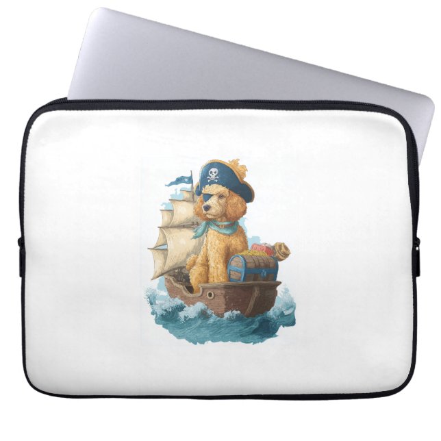 Capa Para Notebook Poodle Pirata � Cão Marinho Divertido (Frente)