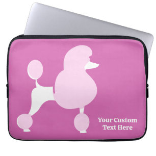 Capa Para Notebook Poodle Rosa de Texto Personalizado