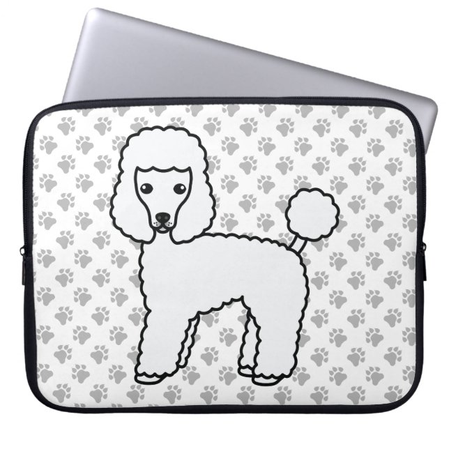 Capa Para Notebook Poodle Toy Branco Cachorro de Desenho Fofo (Frente)