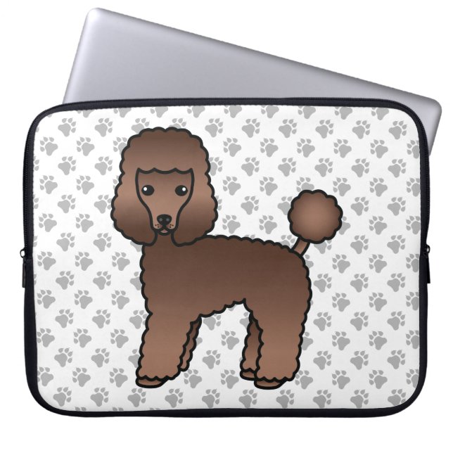 Capa Para Notebook Poodle Toy Marrom Fofo Cachorro Cartoon (Frente)