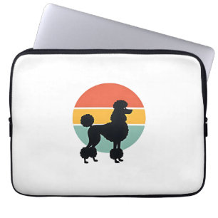 Capa Para Notebook Poodle Vintage Pôr do Sol Círculo Silhueta de Cach