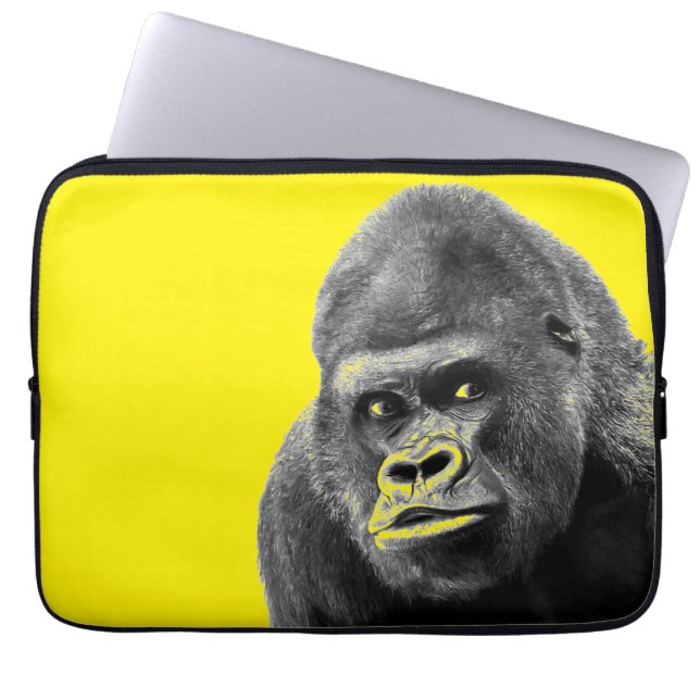 Capa Para Notebook Pop Art Gorilla Yellow Cinza (Frente)