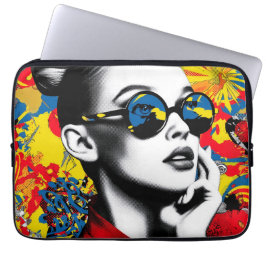 Capa Para Notebook Pop art woman with sunglasses
