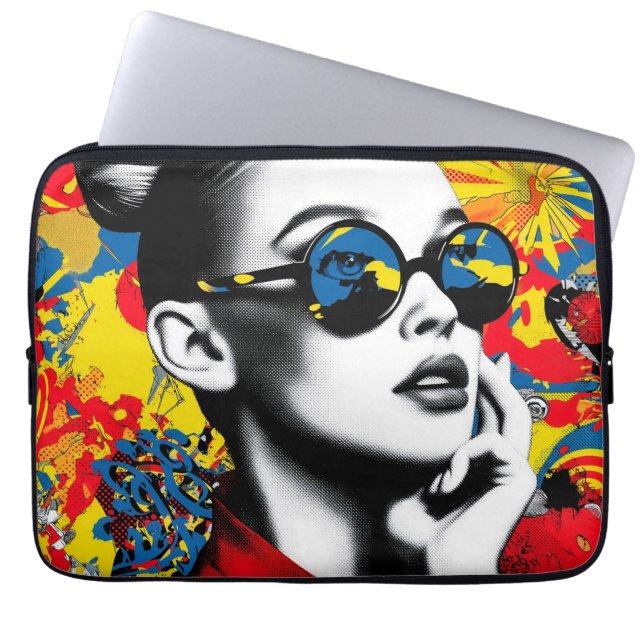 Capa Para Notebook Pop art woman with sunglasses (Frente)