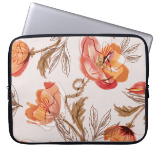 Capa Para Notebook Pópias de Fundo bege Pópias de Aquarela Padrão