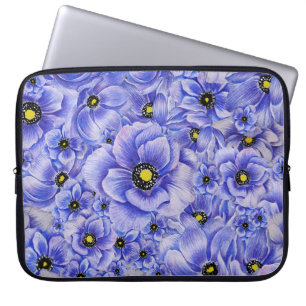 CAPA PARA NOTEBOOK POPULAÇÕES DE ANEMONIA AZUL DE WATERCOLOR