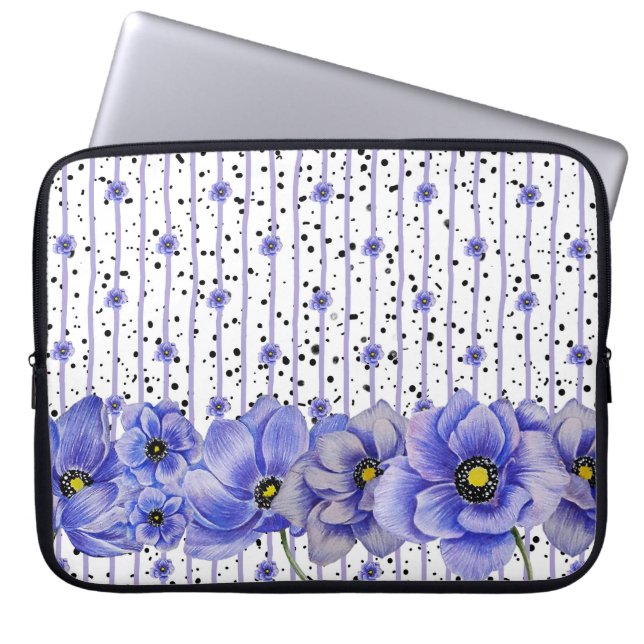 CAPA PARA NOTEBOOK POPULAÇÕES DE ANEMONIA AZUL DE WATERCOLOR (Frente)