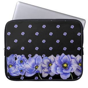 CAPA PARA NOTEBOOK POPULAÇÕES DE ANEMONIA AZUL DE WATERCOLOR