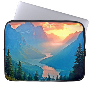 Capa Para Notebook Pôr do Sol na Montanha: Arte da Paz do Vale Dourad