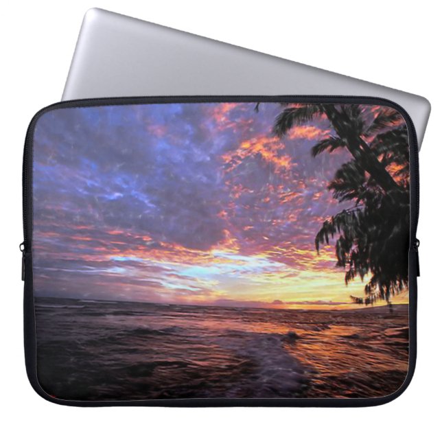 Capa Para Notebook Por do sol na praia (Frente)