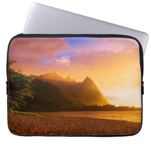 Capa Para Notebook Pôr do sol na praia dourada, Havaí