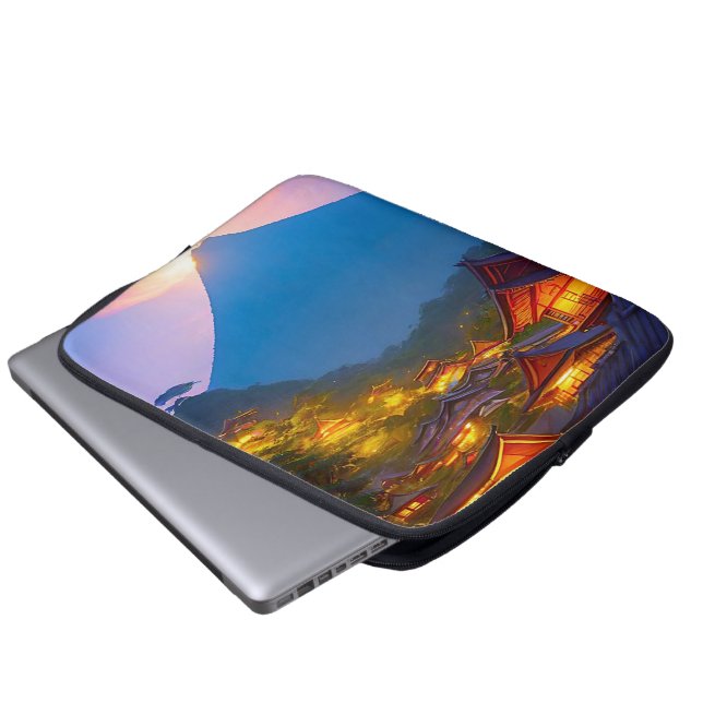 Capa Para Notebook Pôr do sol na vila indonésia  (Frente Inferior)