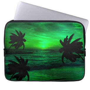 CAPA PARA NOTEBOOK PÔR DO SOL VERDE CENÁRIO OCEÂNICO