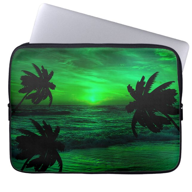 CAPA PARA NOTEBOOK PÔR DO SOL VERDE CENÁRIO OCEÂNICO   (Frente)