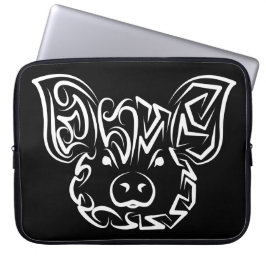 Capa Para Notebook Porco Tribal Negro e Branco