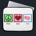 Capa Para Notebook Porcos do Amor pela Paz<br><div class="desc">Um bonito sinal verde de paz,  coração vermelho,  e um porco rosa giro. Eu adoro presentes de animais fazendas e porcos são meus favoritos.</div>