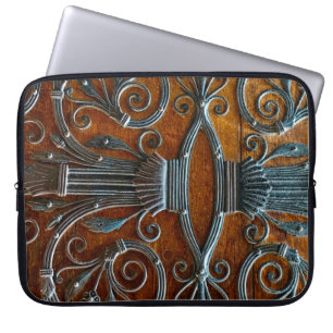 Capa Para Notebook Porta com aspecto funerário de madeira castanha de