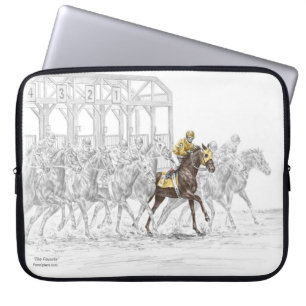Capa Para Notebook Porta começar da corrida de cavalos