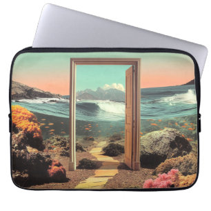 Capa Para Notebook Porta Surrealista Abrindo para o Oceano com Recife