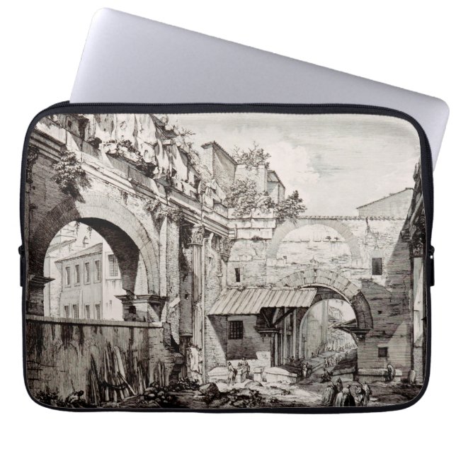 Capa Para Notebook Pórtico de Otávia Roma Arte Preto e Branco (Frente)