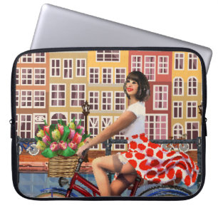 Capa Para Notebook Poster de Amsterdã: Batida-Pino Menina A Bicicleta