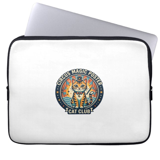 Capa Para Notebook Pôster de Magia de Circo Gato Design de Gatinho Fo (Frente)