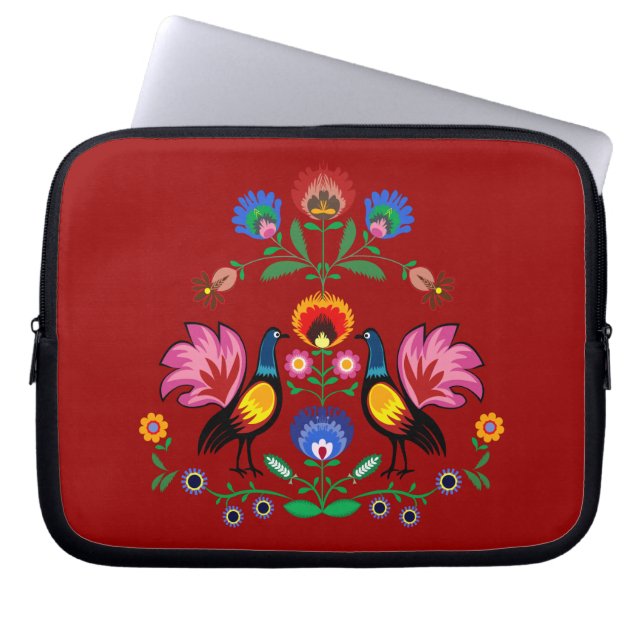 Capa Para Notebook Povos poloneses com floral decorativo & os galos (Frente)