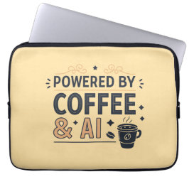 Capa Para Notebook Powered by Coffee & AI Retro Tech Vector