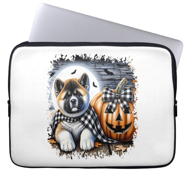 Capa Para Notebook Praça do Halloween de Akita Dog (Frente)