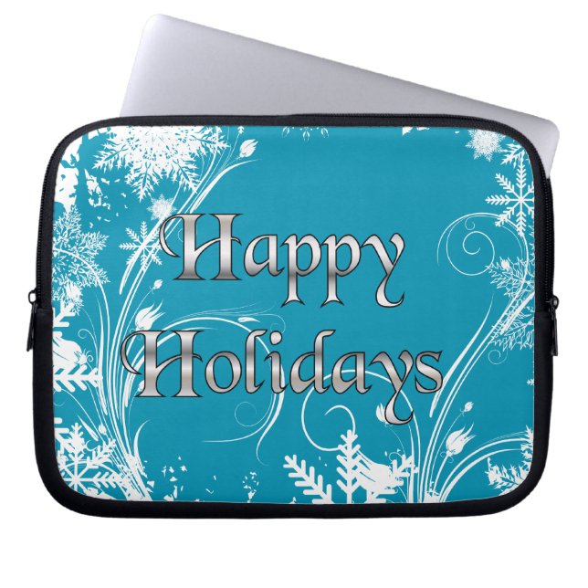 Capa Para Notebook Prado azul do inverno - boas festas (Frente)